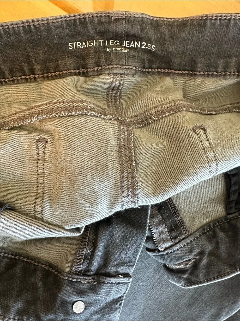 Chico’s Dark Gray Straight-Leg Jeans size 2.5